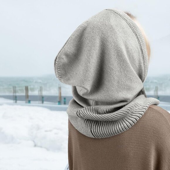 Unisex Grey Beanie Skull Cap with Drawstring Warm Winter Hats Outdoor main image 3